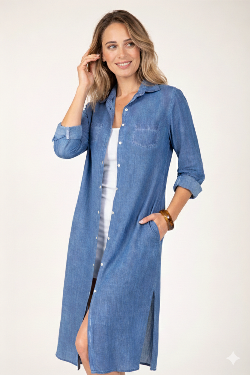 CAFTÁN LARGO ANGELINA COLOR AZUL MARINO